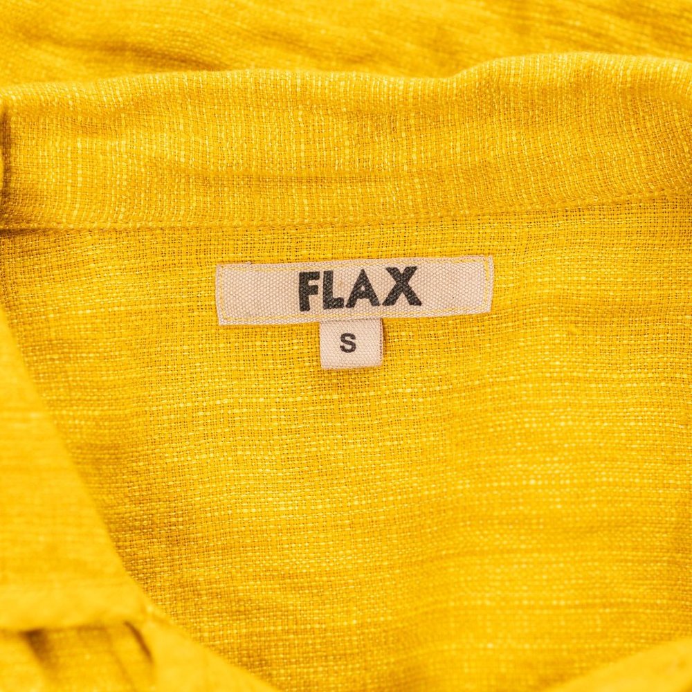 Flax Linen Jacket Shacket Yellow Lightweight Bright Women's Small Lagenlook Cott - Picture 3 of 3